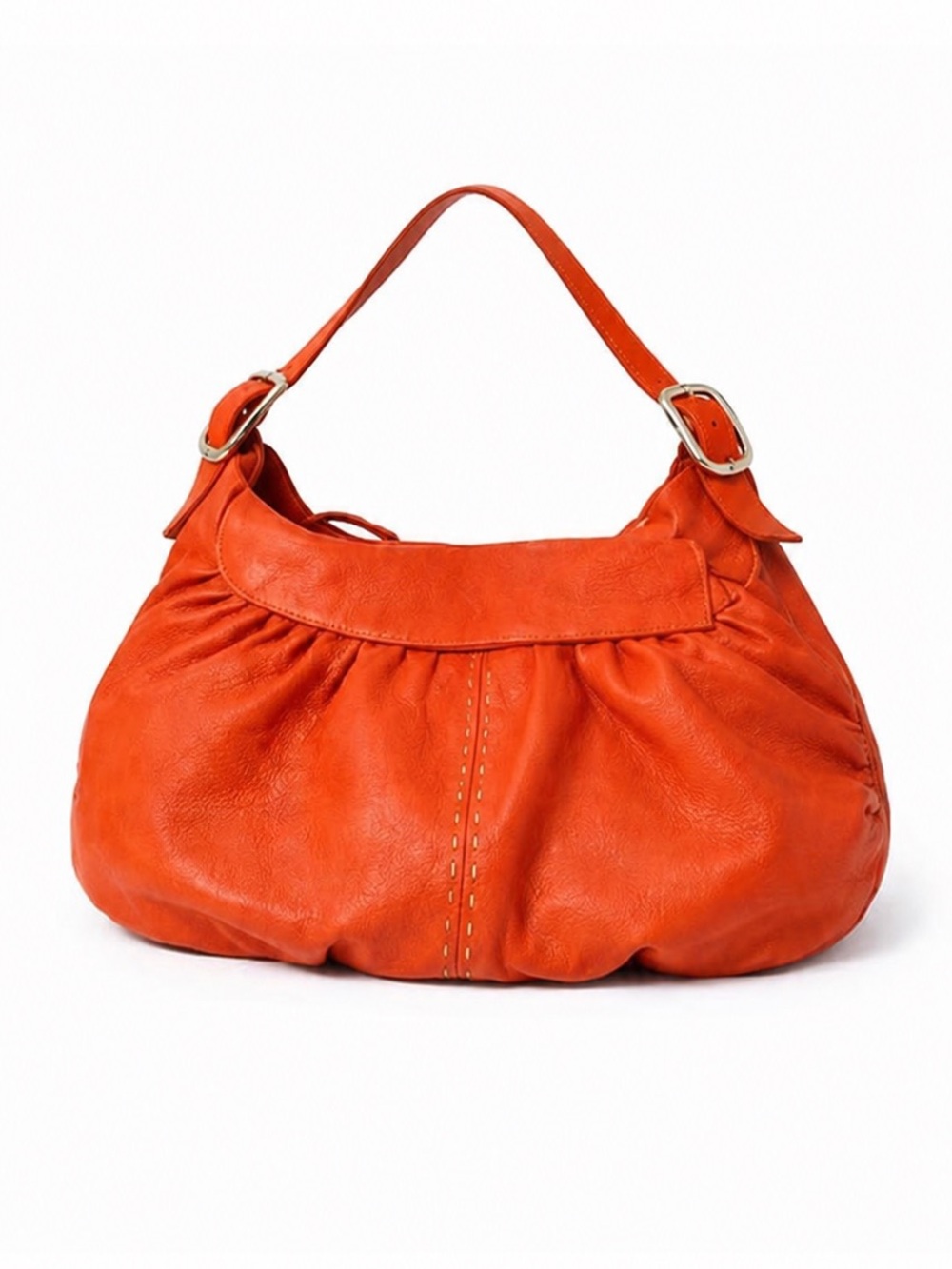Cole Haan Vibrant Orange Pebbled Leather Hobo Bag